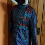 Vintage 80s striped hooded puffer coat Blue Size M Photo 8