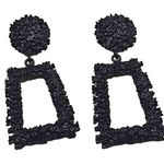 Fashion Frosted Hipster Geometric Dangle Earrings – Black Statement Jewelry NWOT Photo 0