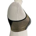 Good American  Size 0 Sports Bra Black Gold Silver Mesh Photo 2
