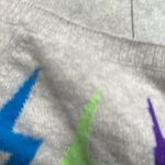 AQUA  Gray Sweater with Colorful Lightning Bolts 100% cashmere Photo 7