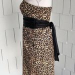 Jump Apparel Women's Brown/Black Leopard Print Strapless Dress with Pockets sz 4 Photo 1