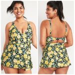Old Navy  Women Floral Wrap Swim Dress One Piece Black Yellow Sunflowers Size L Photo 1