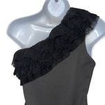 Endless Rose Elegant Black Tulle Ruffled One Shoulder Bodysuit EUC Medium Photo 5