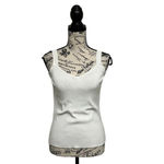 Dana Buchman  Ivory Sleeveless Knit Tank Top XS Nylon Blend Pullover Preppy Photo 1