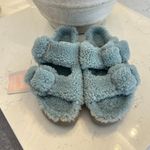 Birkenstock Arizona Big Buckle Genuine Shearling Slide Sandal in Faded Aqua Photo 2