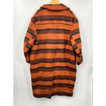 Asos Womens Brushed Coat Brown Orange‎ Striped Buttons Pocket Flaps Collar 12 Photo 1