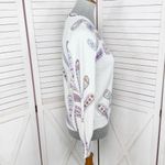 Loft  Paisley Raglan V Neck Pullover Sweater White Purple Petite Small Photo 2