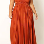 Petal and Pup  NWT $129 Sunset Orange Naira Pleated Maxi Dress US 16 XL Photo 0