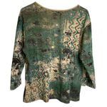 Cactus Shirt Womens Large Green Aztec Animals V Neck Rhinestones Tribal Casual Photo 1