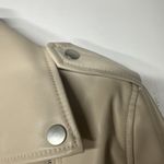 Nine West Women’s  Faux Leather Moto Jacket Size Small Cream Zip Pockets Photo 14