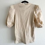 J.Crew New Vintage Rib Puff Sleeve Henley Top in Light Khaki Natural Size XXS Photo 4
