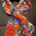 Saks Fifth Avenue Black Label women’s scarf. Watercolor pattern, raw hem 42x76 Blue Photo 0