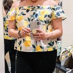 Who What Wear Lemon Print Tie Front Off The Shoulder Shirt Size Medium Photo 6
