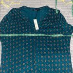 Max jeans  Teal button down long sleeve blouse NWT Photo 5