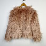  1State Faux Fur Shaggy Cropped Jacket Mauve Rose Pink Glam Fun womens L Photo 8