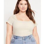 Old Navy Fitted Square-Neck T-Shirt in Textured Ivory Photo 0