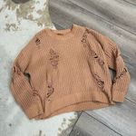 POL  tan distressed ripped chenille pullover sweater Photo 0
