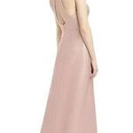 Alfred Sung NWT High Neck Halter Satin Pockets Maxi Dress 18 Toasted Sugar Pink Photo 3