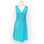 Calvin Klein A-Line Dress Women 8 Blue Lace Illusion Neck Sleeveless Knee Length Photo 2