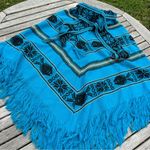 Native American Shaman Vibes Style Pachco Shawl Shrug Geometric Fish‎ One Size Blue Size undefined Photo 2