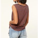 O'Neill  Chesapeak Burnt Orange Black Striped Tie Front Knit Beach Top Photo 1