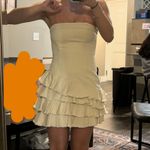 Tularosa  GiGi mini dress ruffle denim Elegant Cream Strapless Ruffle Dress Photo 2