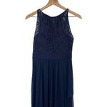 Adrianna Papell Formal Lace Maxi Dress Flowy Chiffon Sleeveless Navy Blue US 2 Photo 3