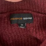 Ambiance Apparel Burgundy, Grey and White Stripe Sweater Photo 1