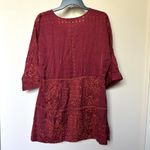 John Mark  Tunic Small V-Neck Embroidered 1/2 Sleeve Popover Oversized Photo 2