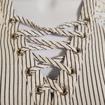 Maurice's Striped lace up top with crochet lace sleeves Photo 8