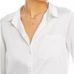 AQUA  White Long Sleeve Button-Up Top Shirt‎ Career Casual Women XS Photo 3