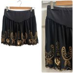 Free People Vintage Black Gold Bead Sequence Chiffon Overlay Mini Skirt Small Photo 2