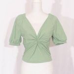 Mango NWT Twist Front Puff Sleeve Crop Top Size M Photo 0