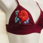 PINK - Victoria's Secret Victoria's Secret Pink Rose Embroidered Triangle Bralette Bra‎ Sz Small Burgundy Photo 1