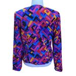 Maggy London  Vintage 100% Silk Abstract 90s Geometric Shape Zip Up Blazer 6 Photo 3