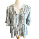 Francesca's Womens  Blue Rain Sierra Striped Peplum Top - Sz S Photo 4