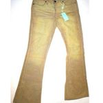 New Womens 31 NWT Italy Designer Indian Rose Jeans Flared Velvet Beige Tan Tall Photo 0
