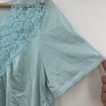 American Vintage Vassarette LARGE  70s Blue Nylon Lace Lingerie Sleep Shirt Top Photo 3