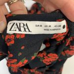 ZARA  Size M Dress Black Floral Print Babydoll Flowy 3/4 Sleeve Crew Neck 5891 Photo 1