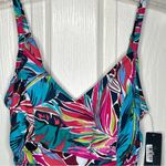 Aqua Green  Sz L Floral Swimsuit One Piece Hawaiian Tropical Print Photo 2