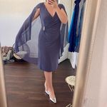 R & M Richards Ethereal Celestial Gray Silver Goddess Cape Formal Prom Dress 16 W Photo 1