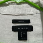 Tahari White 100% Linen Button Down Blouse β Size Large Photo 2