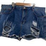 Boohoo Blue short denim blue jean distressed plus shorts size 16 Photo 0