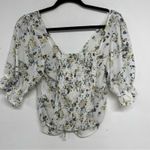 Abercrombie & Fitch  White Floral Puff Sleeve Cinched Bust Blouse Womens Small Photo 7