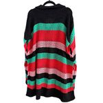 Free People  Bayside Rainbow Stripe Open Knit Oversized Sweater Poncho Size OS Photo 4