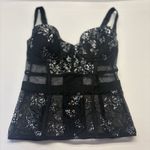 Victoria's Secret  Metallic Black And Silver Floral Bustier Corset Size 32C Photo 5