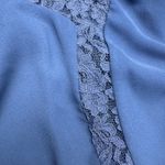 The Limited  Blue Lace Trim Blouse Long Sleeve Keyhole Neck Top Size L Photo 4