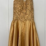 Amazon Gold Lace‎ Applique Cocktail Dress Party Prom Homecoming Women's Photo 0