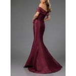 Terani Couture  Off The Shoulder Maxi Long Mermaid Gown Dress Wine 10 Photo 1