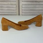MIISTA LONDON Corduroy Chunky Heel Leather Pumps Tan Photo 3